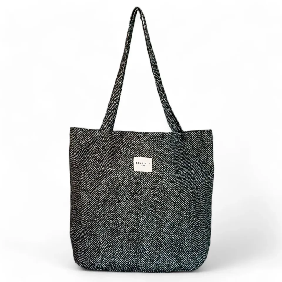De La Mur Dope stor shopper grå fiskebein 51x37 cm