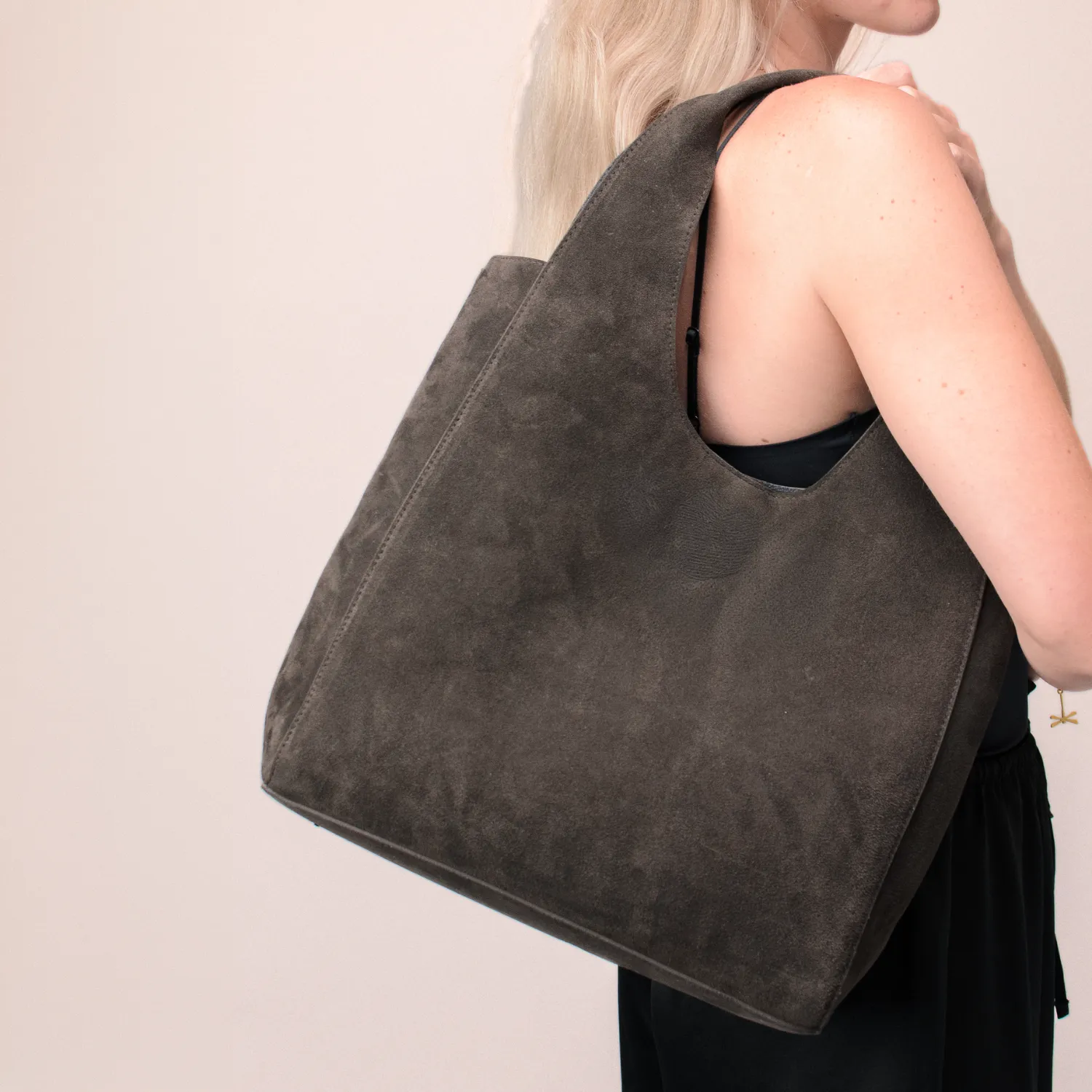 Latalia Salerno XL shopper mørkebrun semsket