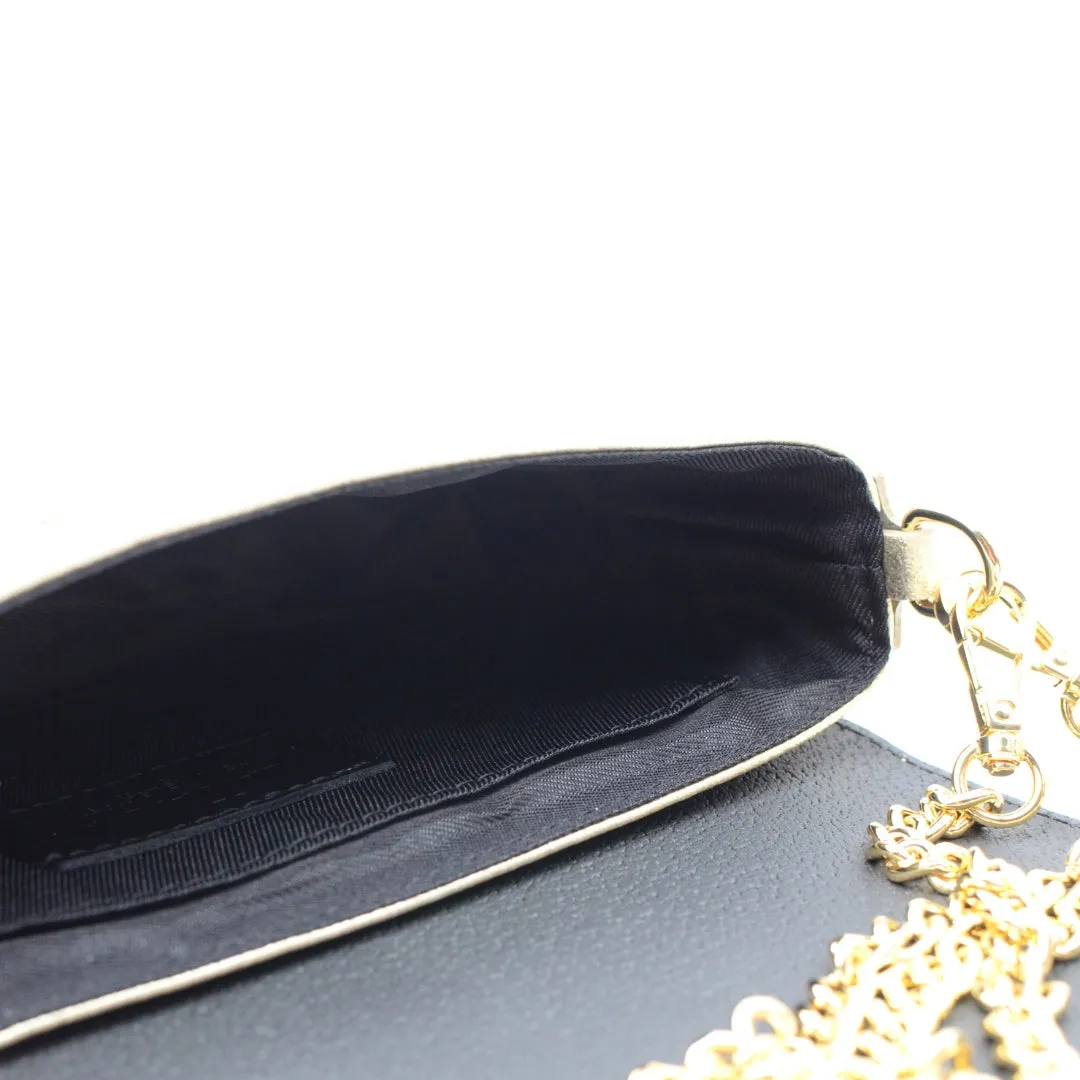 Latalia kuvertveske mini svart skinn clutch