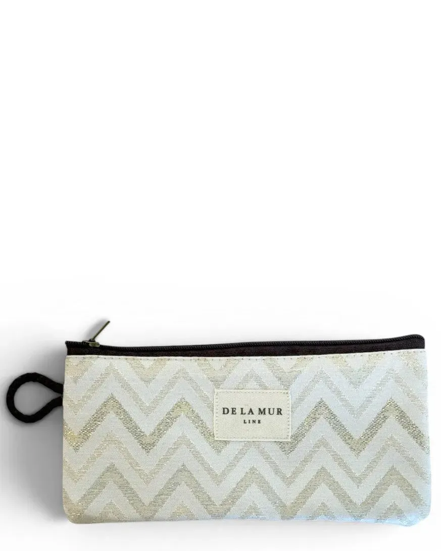 De La Mur Astro brilleetui 18 cm beige sikksakkmønster