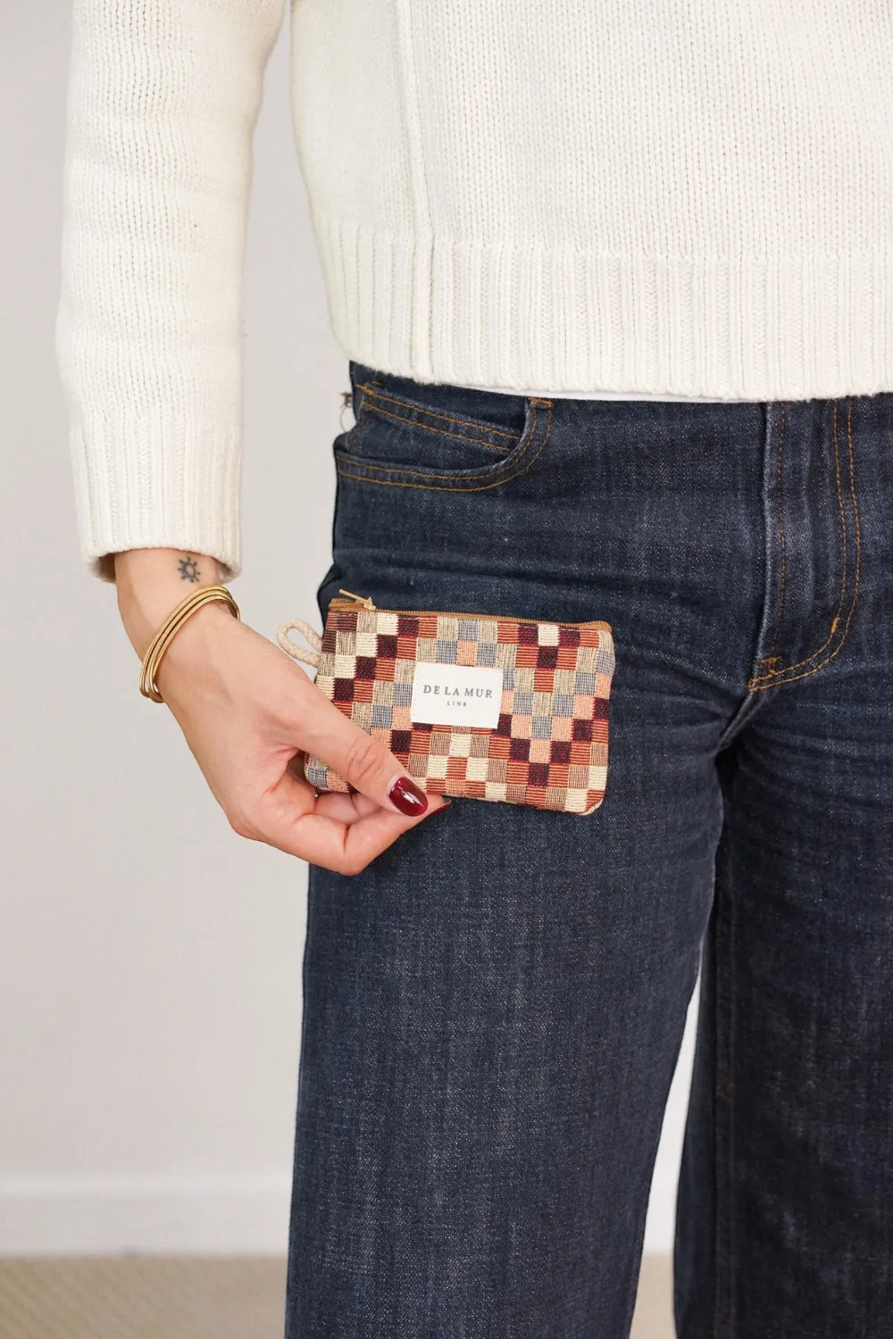 De La Mur Pier lommebok 12x8 cm jacquard brun