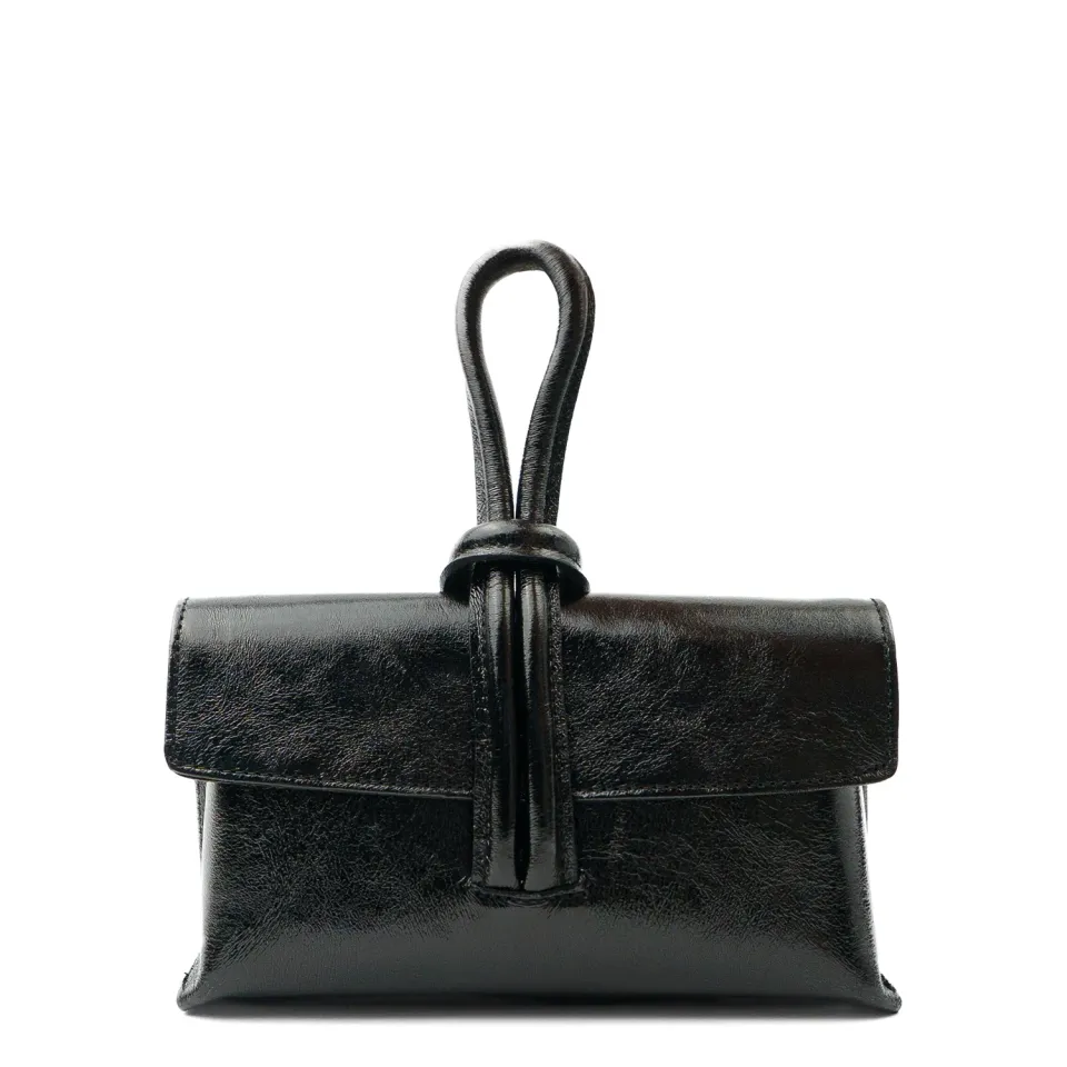 Latalia Barletta skinnveske svart shiny mini clutch