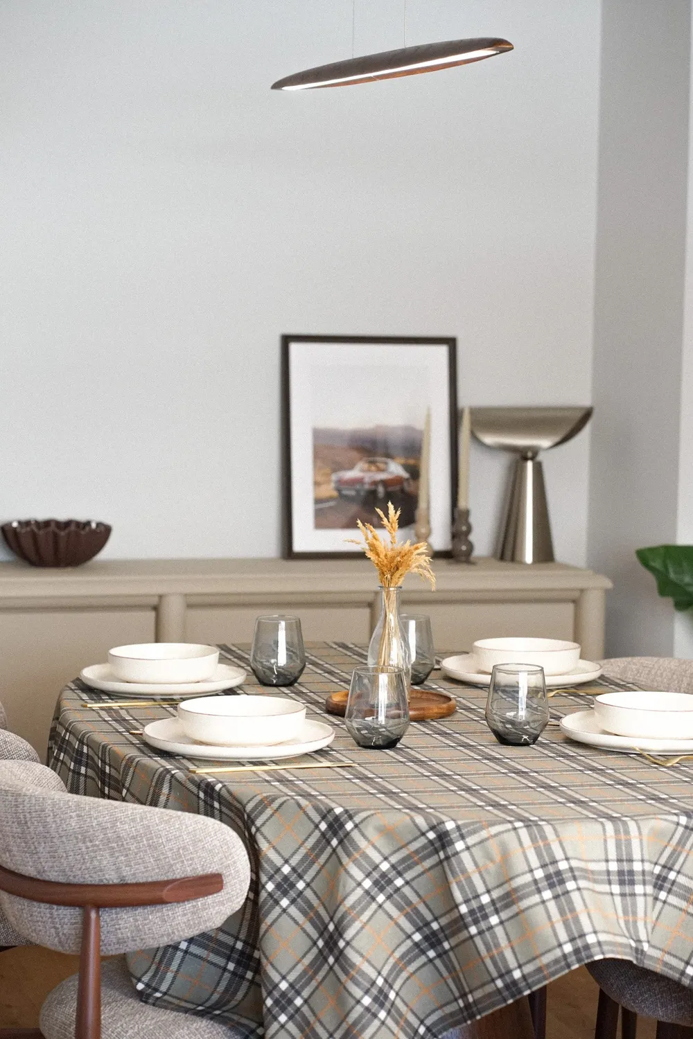 De La Mur Mantel Sete duk 150x150 rutete grønn