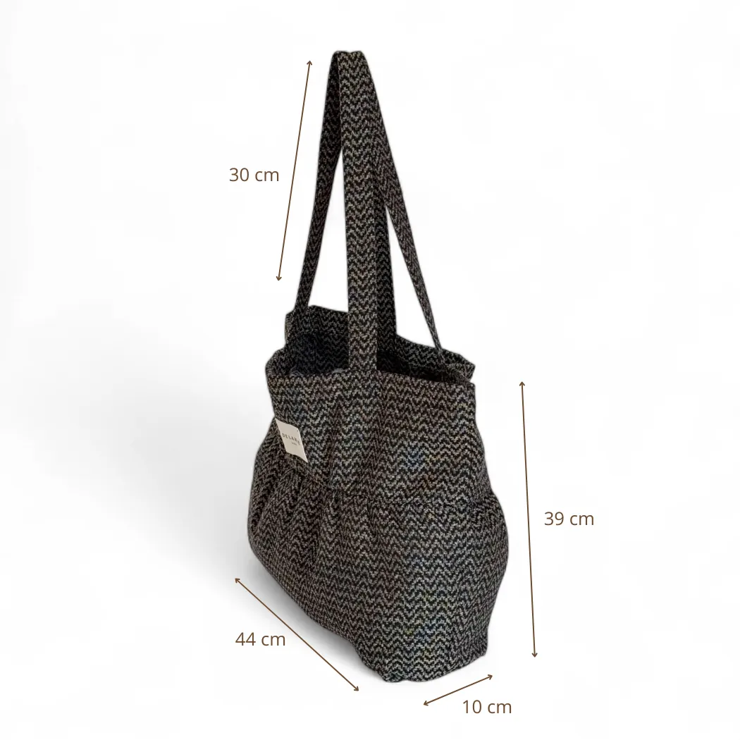 De La Mur Dana Volantes veske beige-svart 44x39 cm