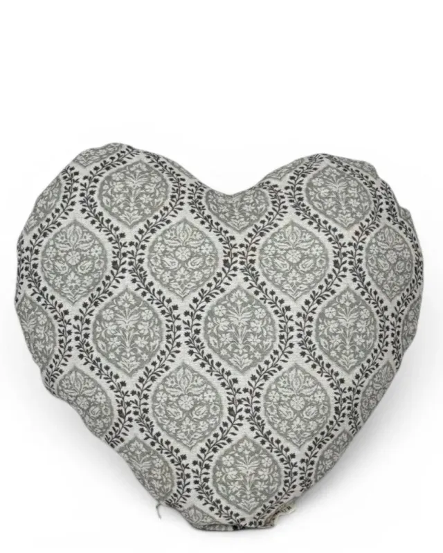 De La Mur Carina Corazón hjertepute 33x33 grå mønster