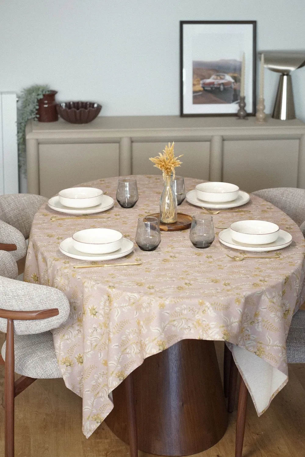 De La Mur Alba duk blomstret 150x150 cm mustard