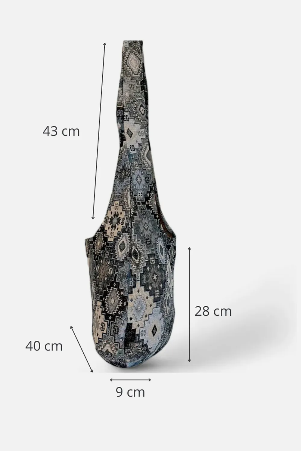 De La Mur Klos oval veske 37x71 cm blå jacquard