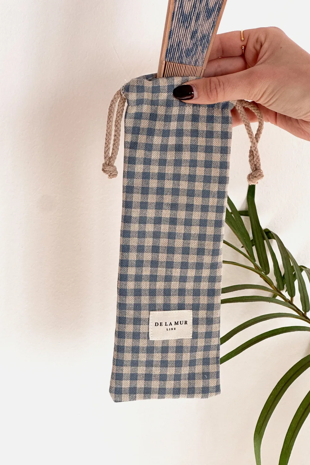 De La Mur Brisa vifte blå rutet med etui
