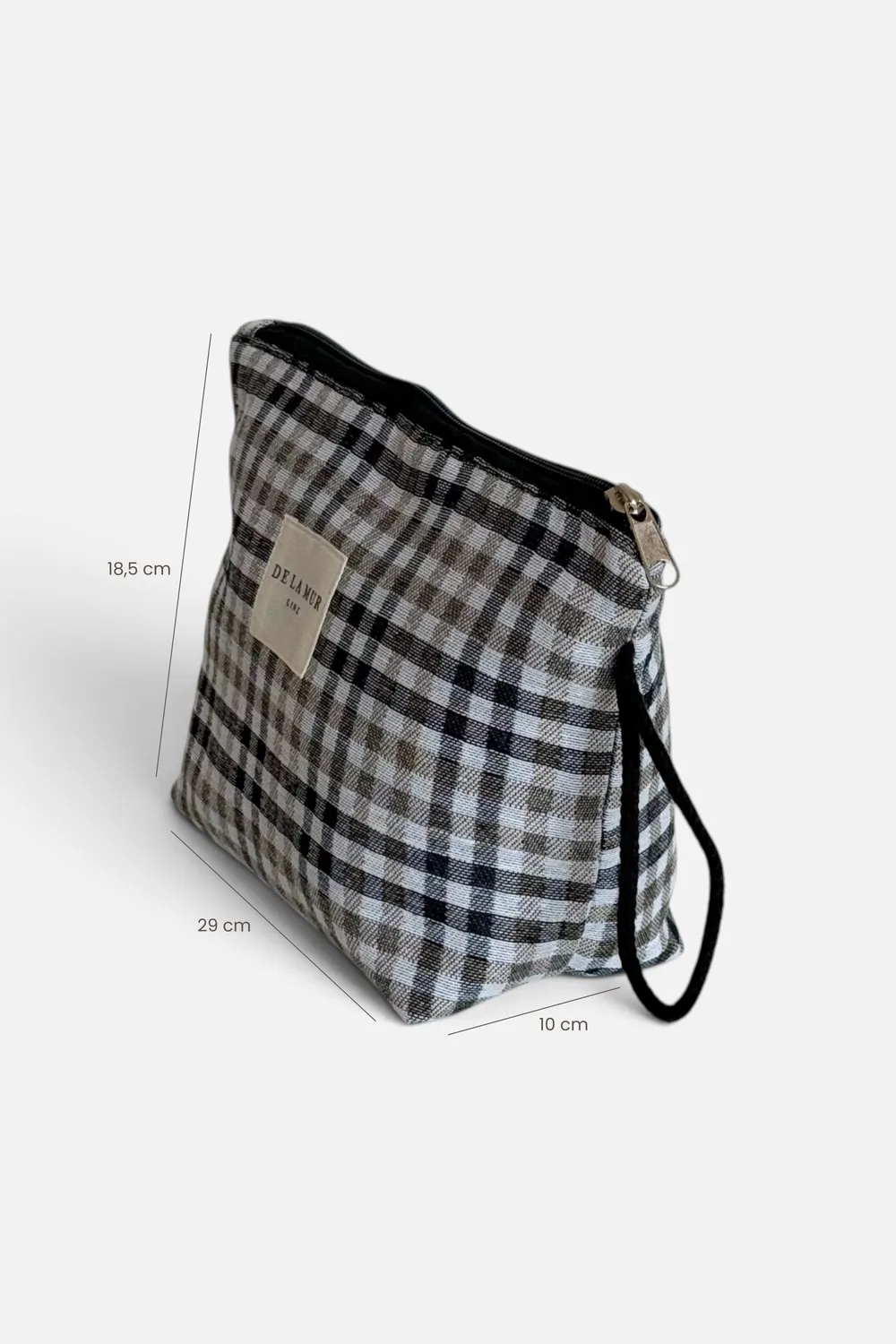 De La Mur Lian toalettmappe 29 cm beige rutet