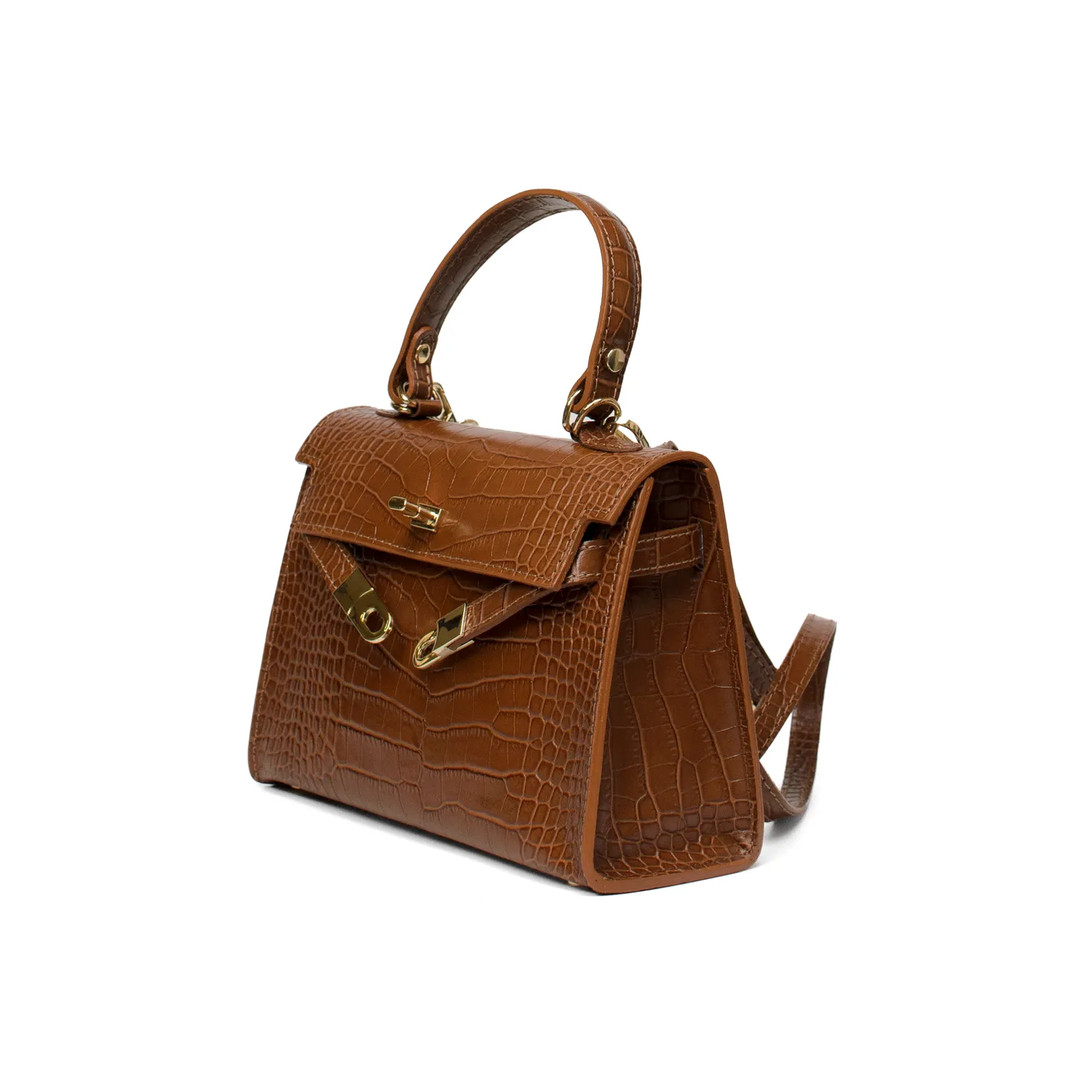 Latalia Trento Maxi skinnveske camel croco