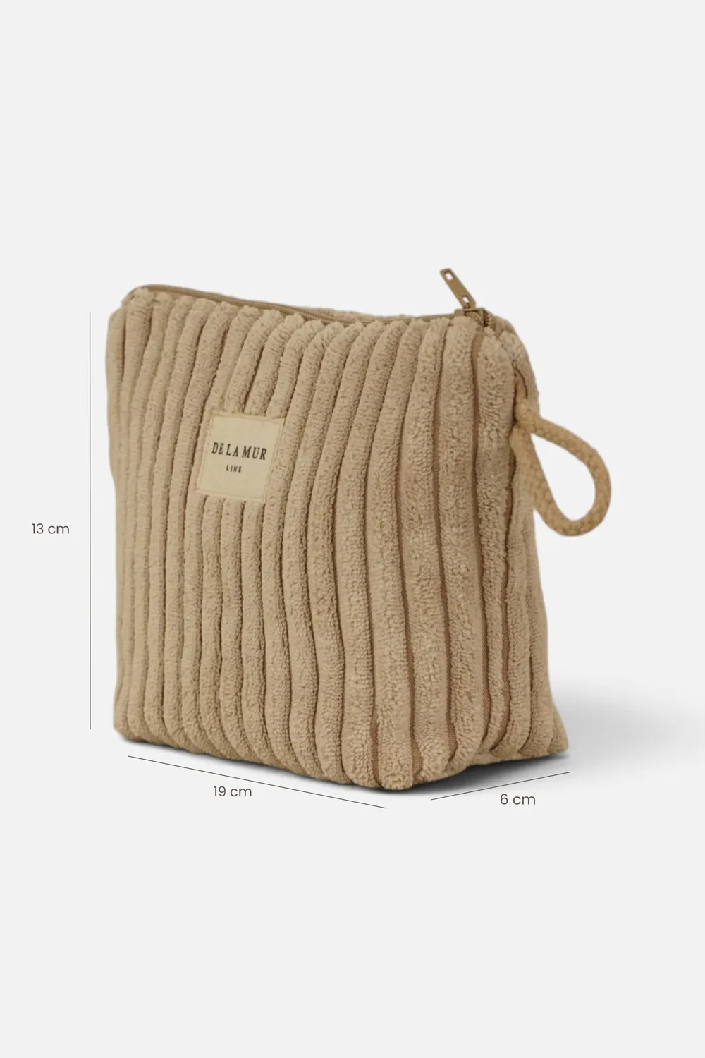 De La Mur Moka toalettmappe 19x13x6 cm beige kordfløyel