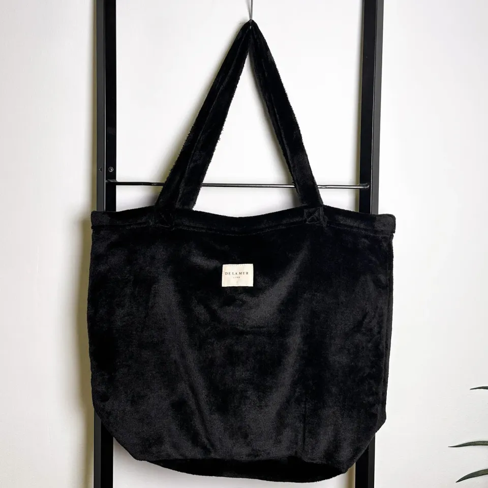De La Mur Noir shopper stor svart pelsstoff