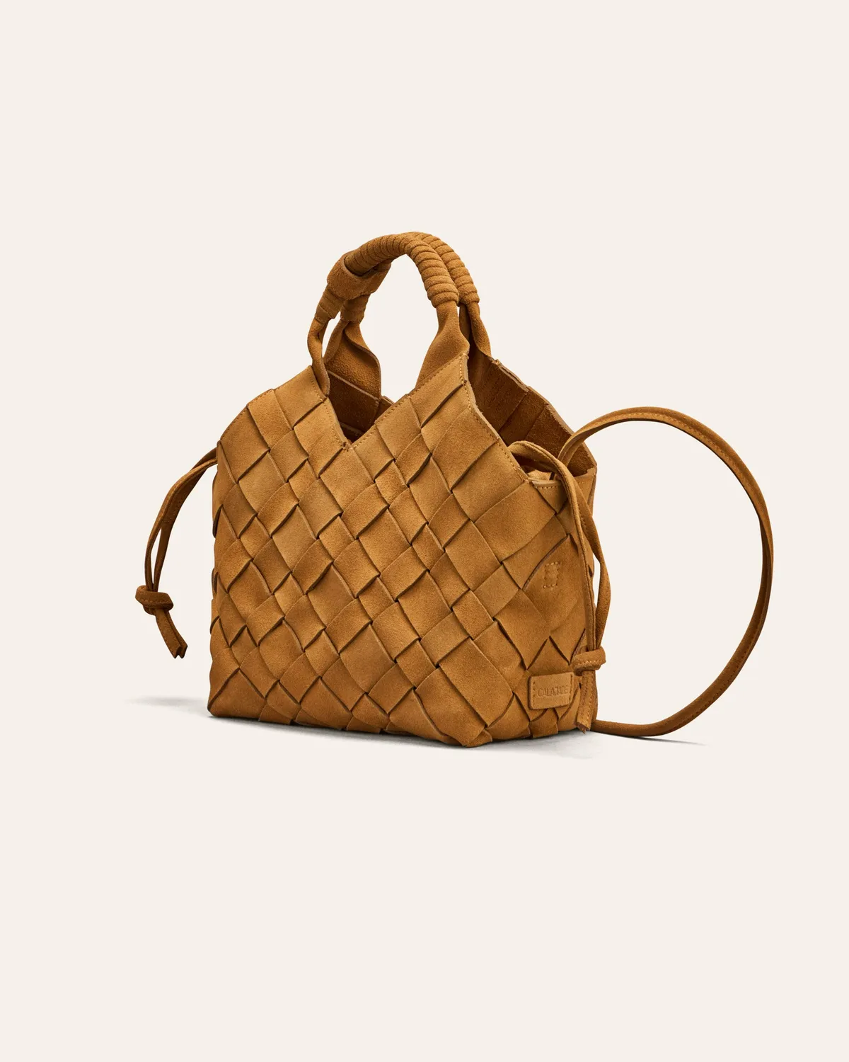 Cala Jade Misu skulderveske Camel Nubuck flettet