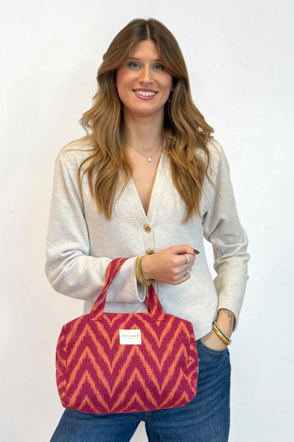 De La Mur Fuego toalettmappe XL 31 cm rosa orange