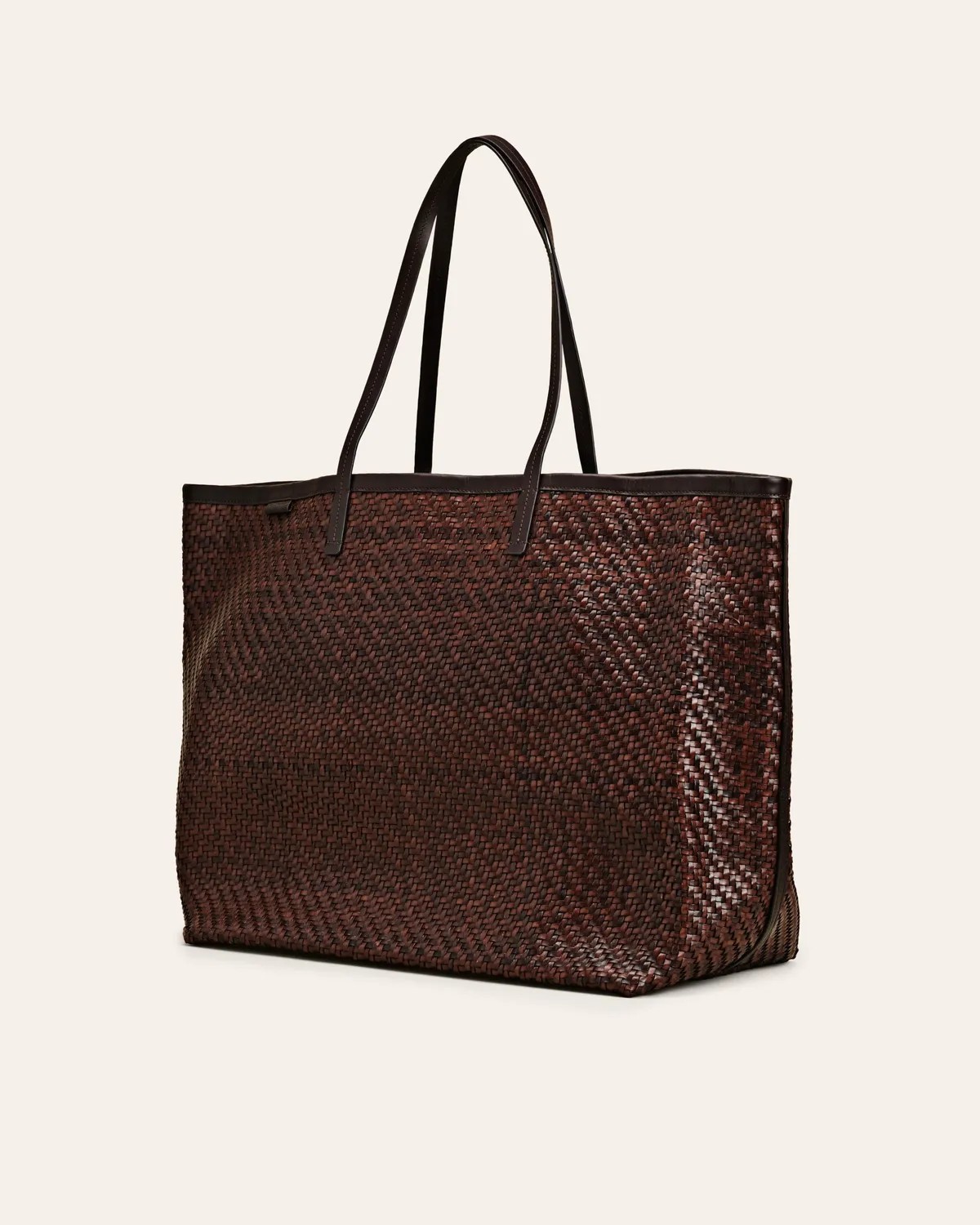 Calajade Isai XL shopper umber twill flettet skinn