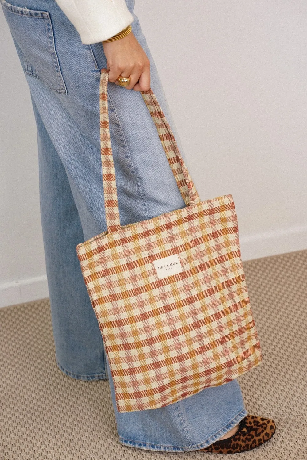 De La Mur Zia totebag 35 cm terrakotta rutet