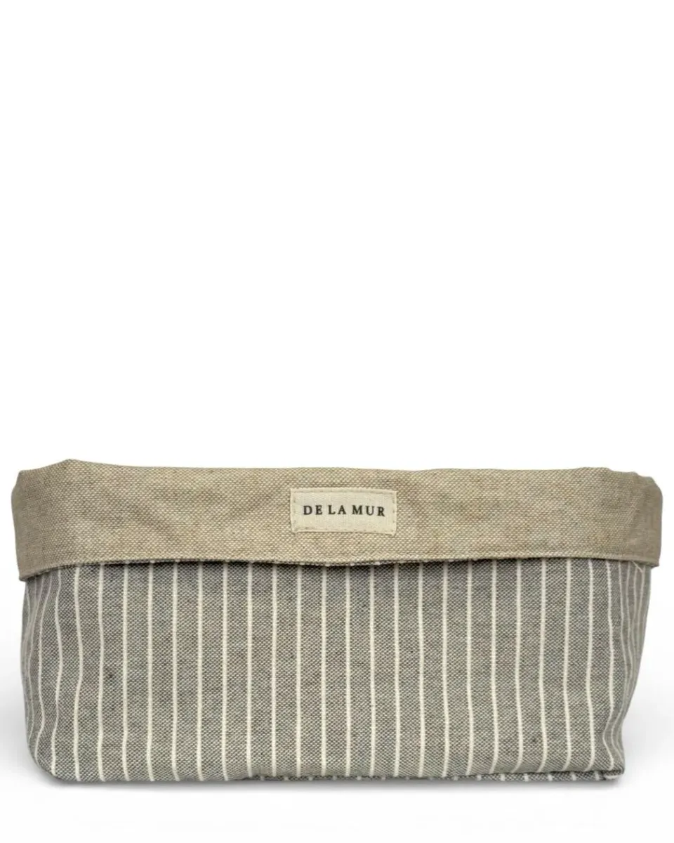 De La Mur Perla kurv stor 21x14 grå stripet