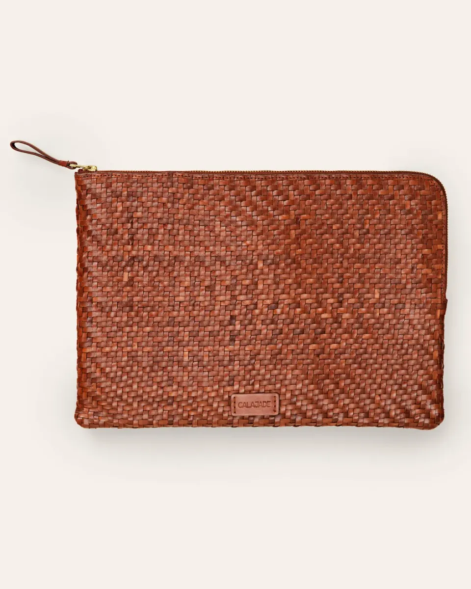 Cala Jade Batu L pouch Nutmeg Twill 14" skinn