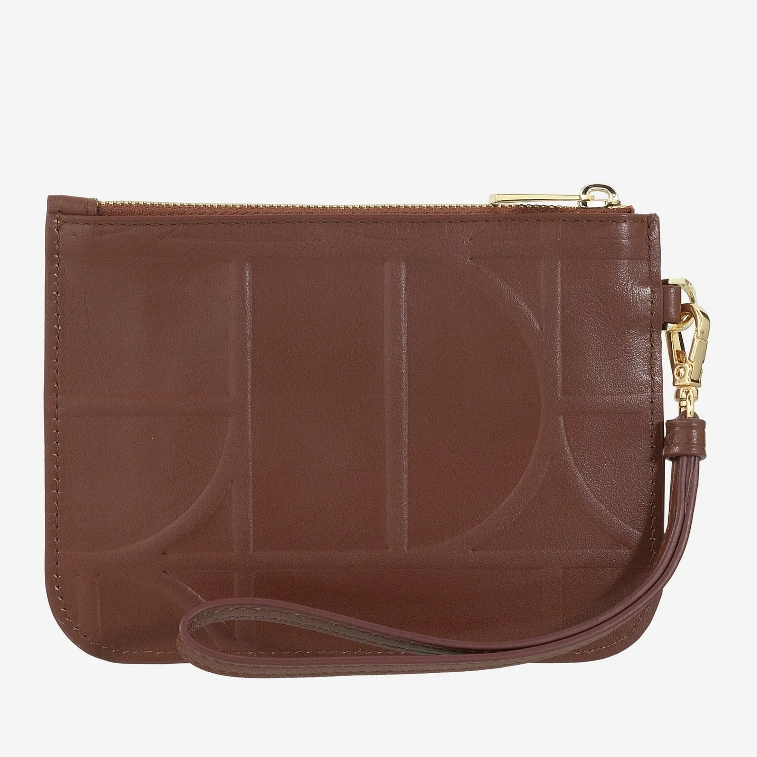 DuDubags Estoril clutch i skinn svart nude håndleddsreim