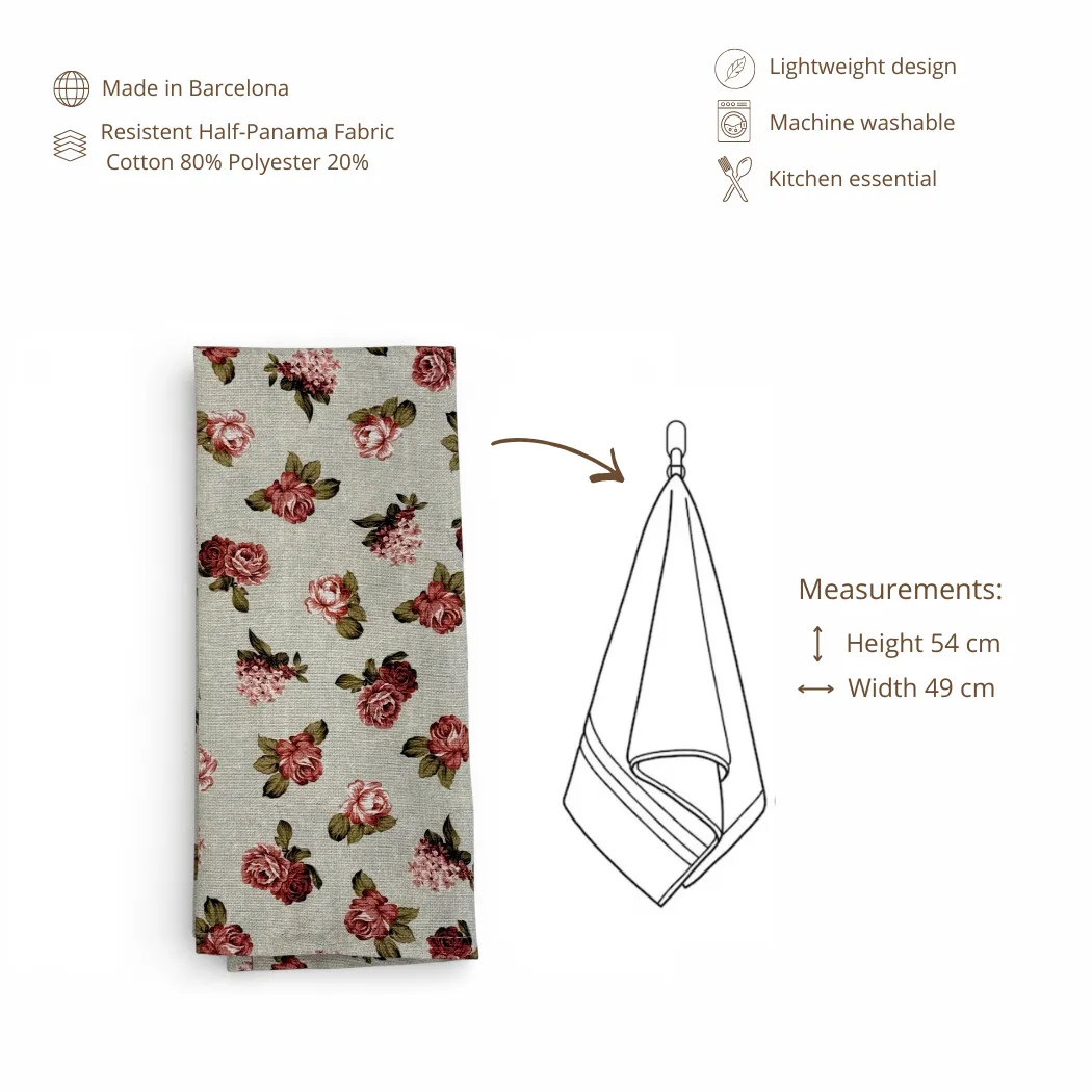 De La Mur Anto kjøkkenhåndkle rosa blomster
