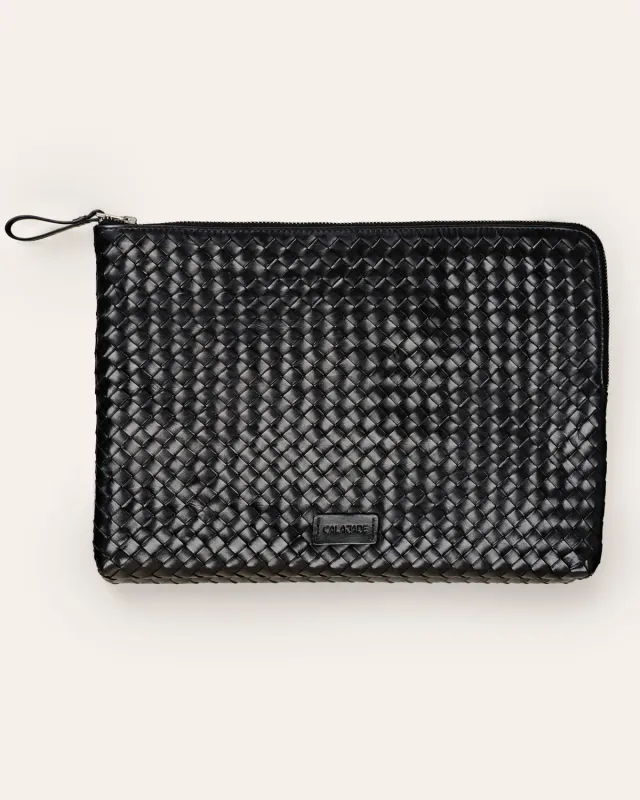 Cala Jade Batu L pouch svart toledo bøffelskinn 14"