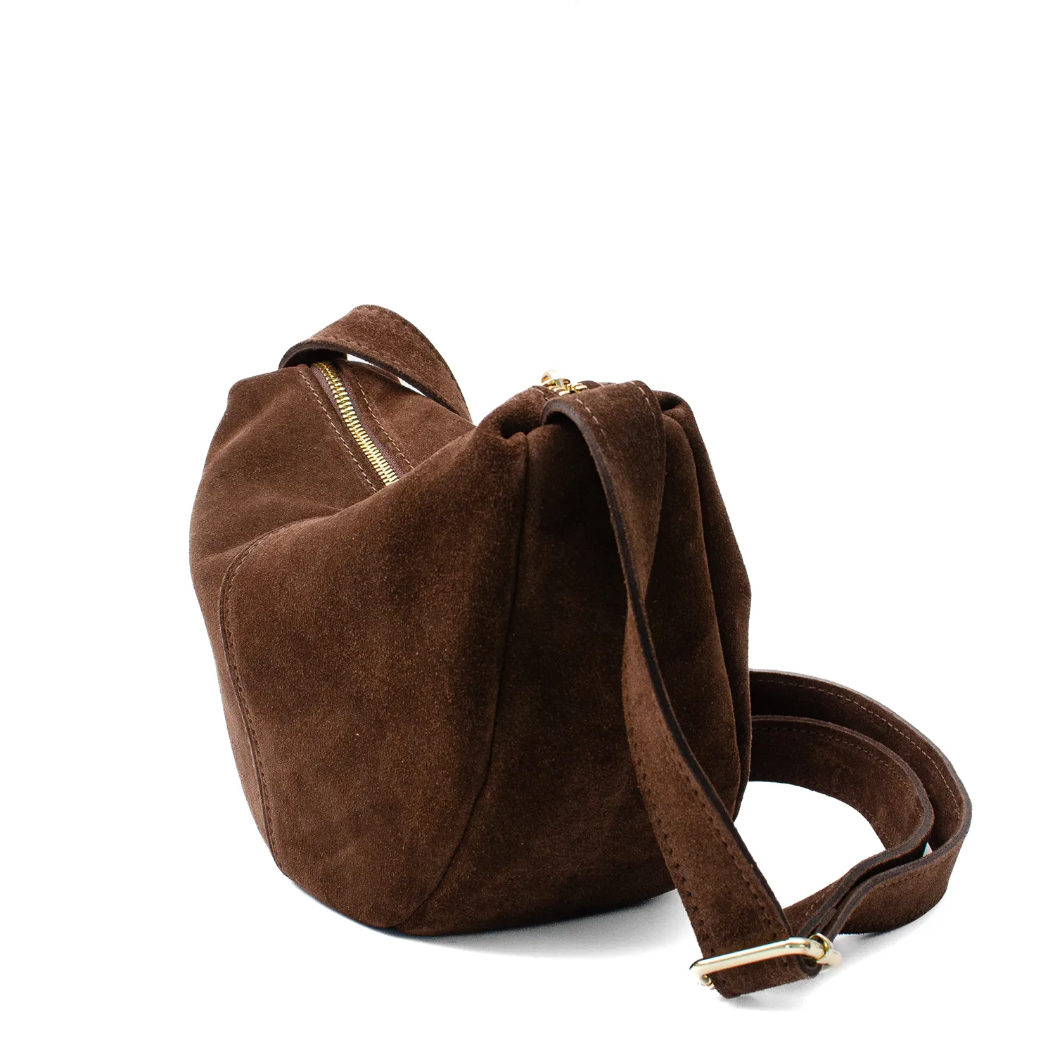 Latalia Melfi crossbody veske sjokoladebrun semsket
