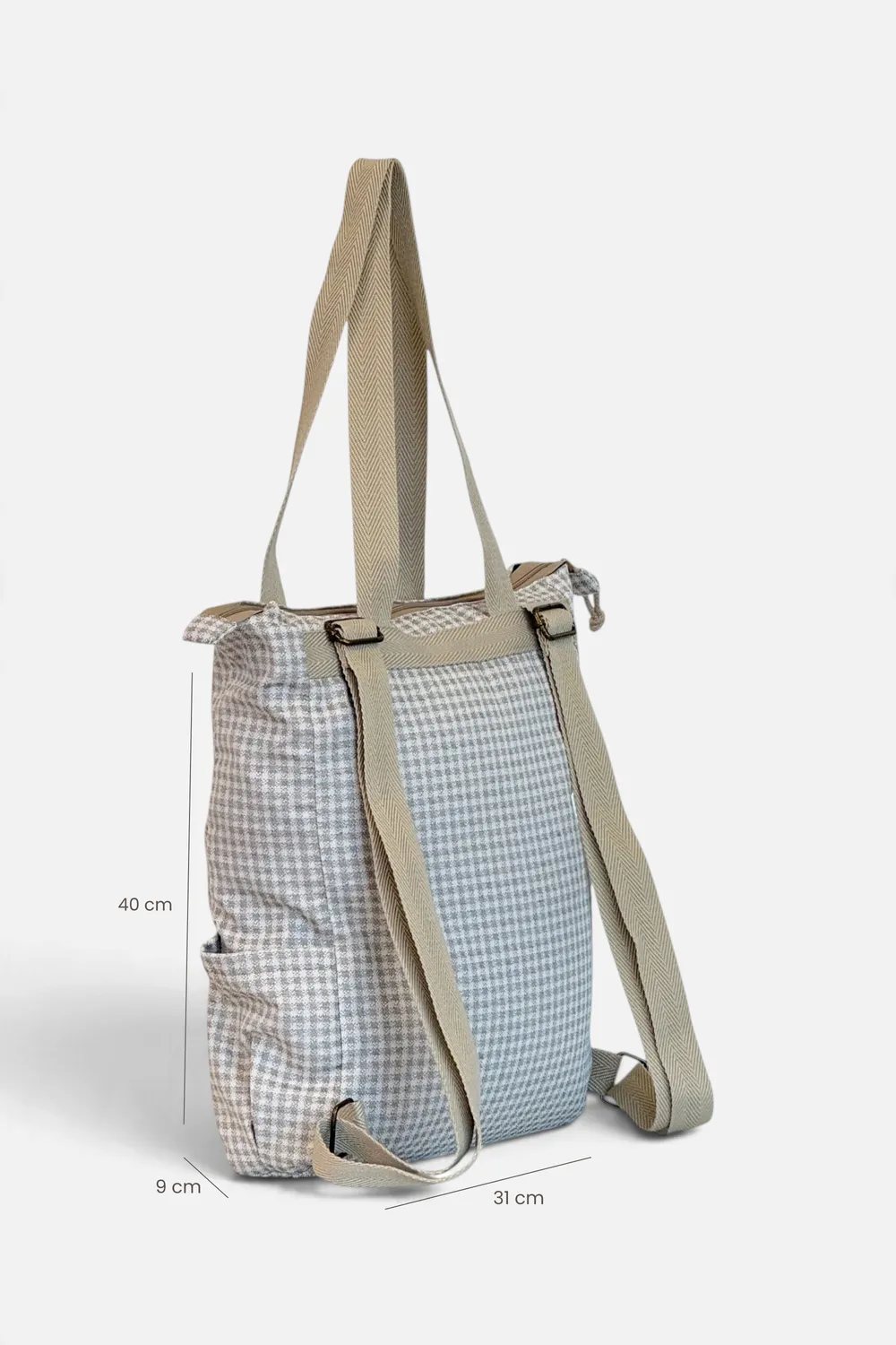 De La Mur Vison ryggsekk beige vichy-rutet