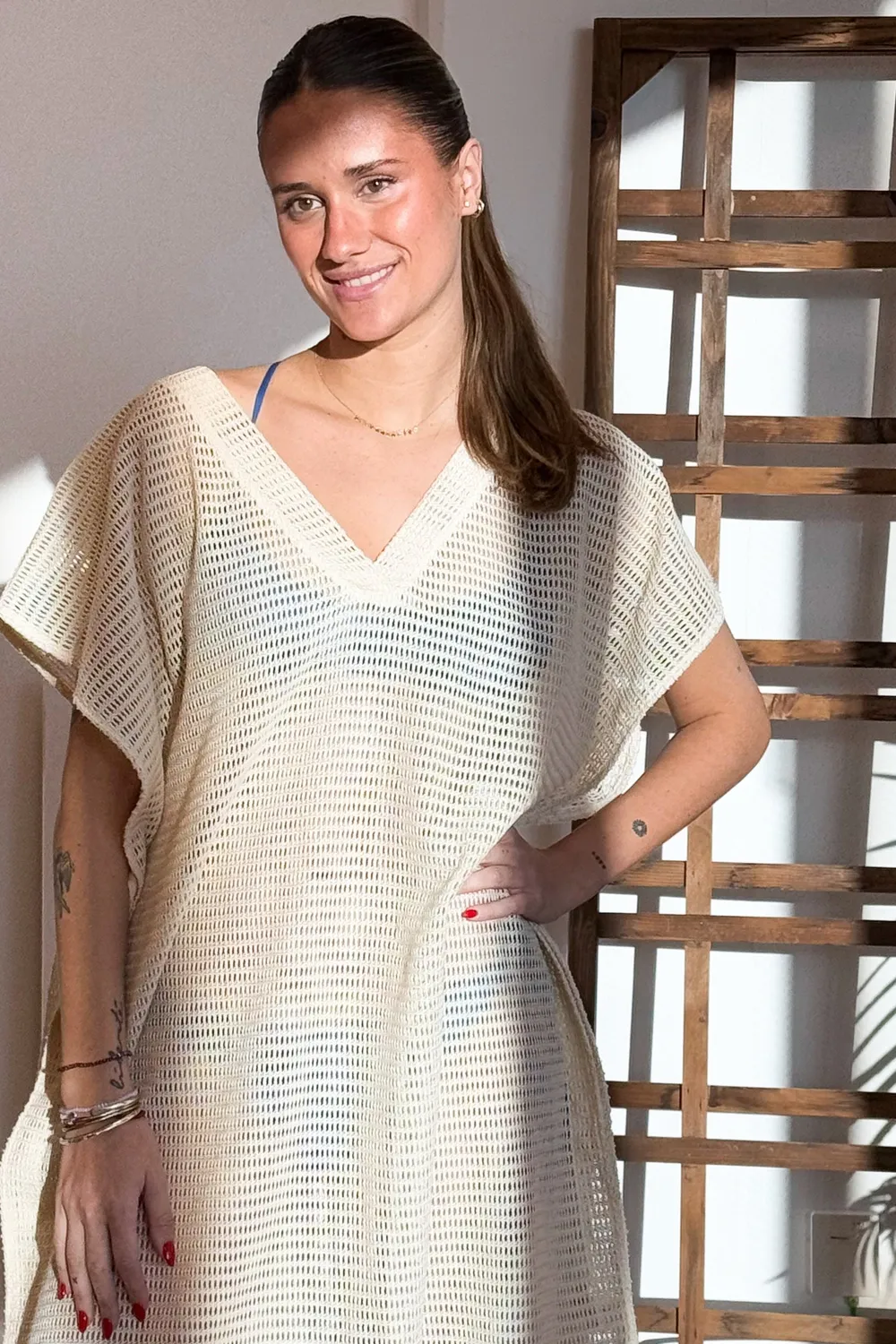 De La Mur Beach Croche kaftan ecru one size