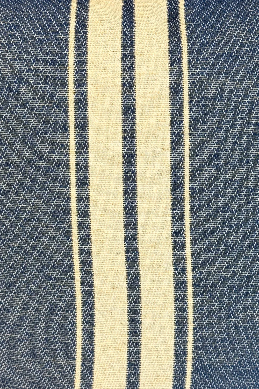 De La Mur Kara liten totebag blå stripet med glidelås
