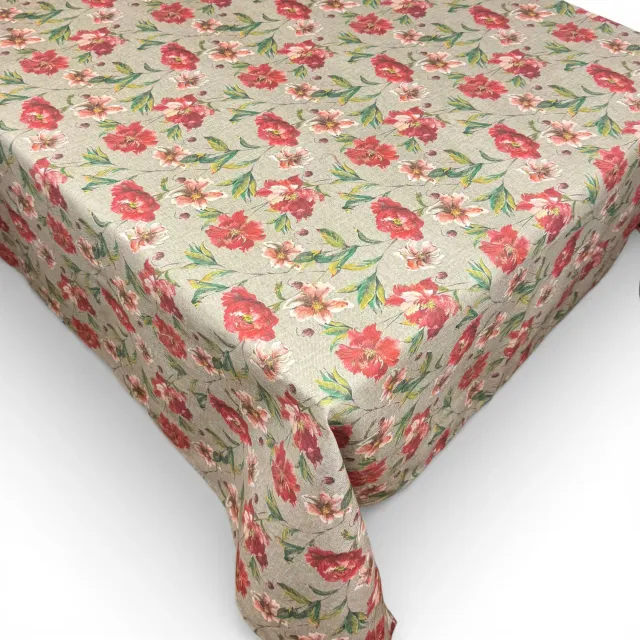 De La Mur Nala duk rød blomstret 150x150 cm