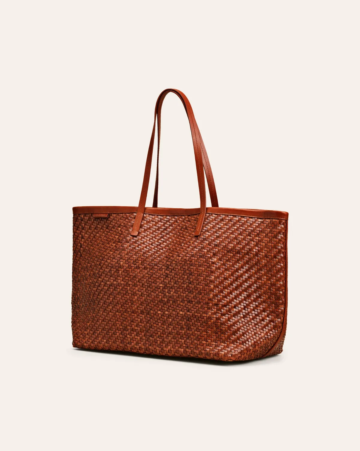 Calajade Isai Nutmeg Twill shopper brun flettet skinn