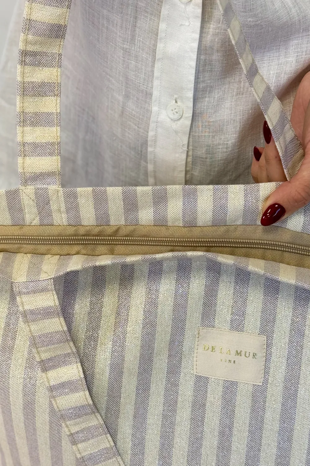 De La Mur Lulil shopper stor glidelås – lilla lurex