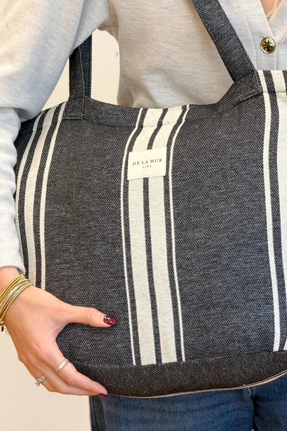 De La Mur Tica shopper med glidelås stripet 51 cm