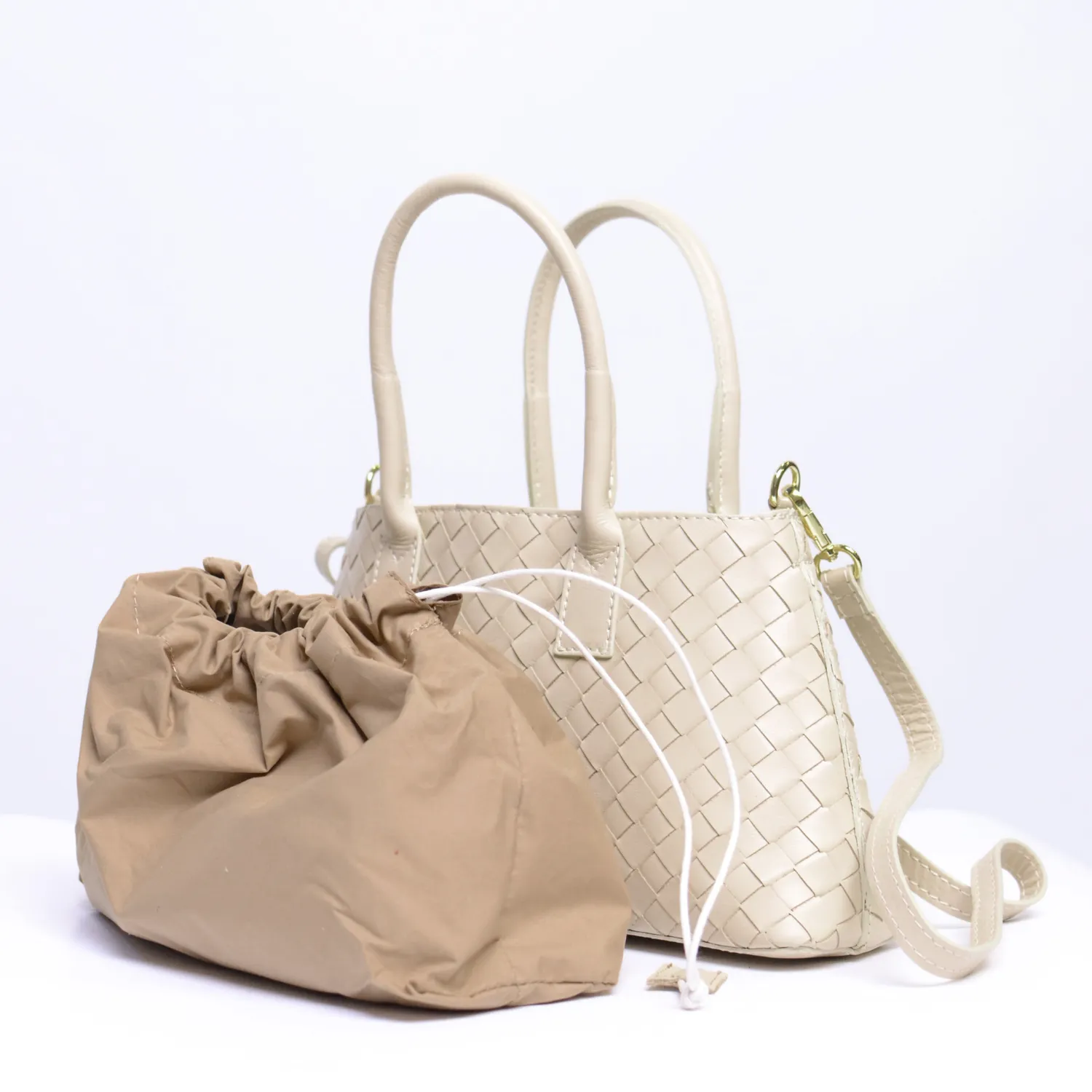 Latalia Vibo håndveske beige ekte skinn