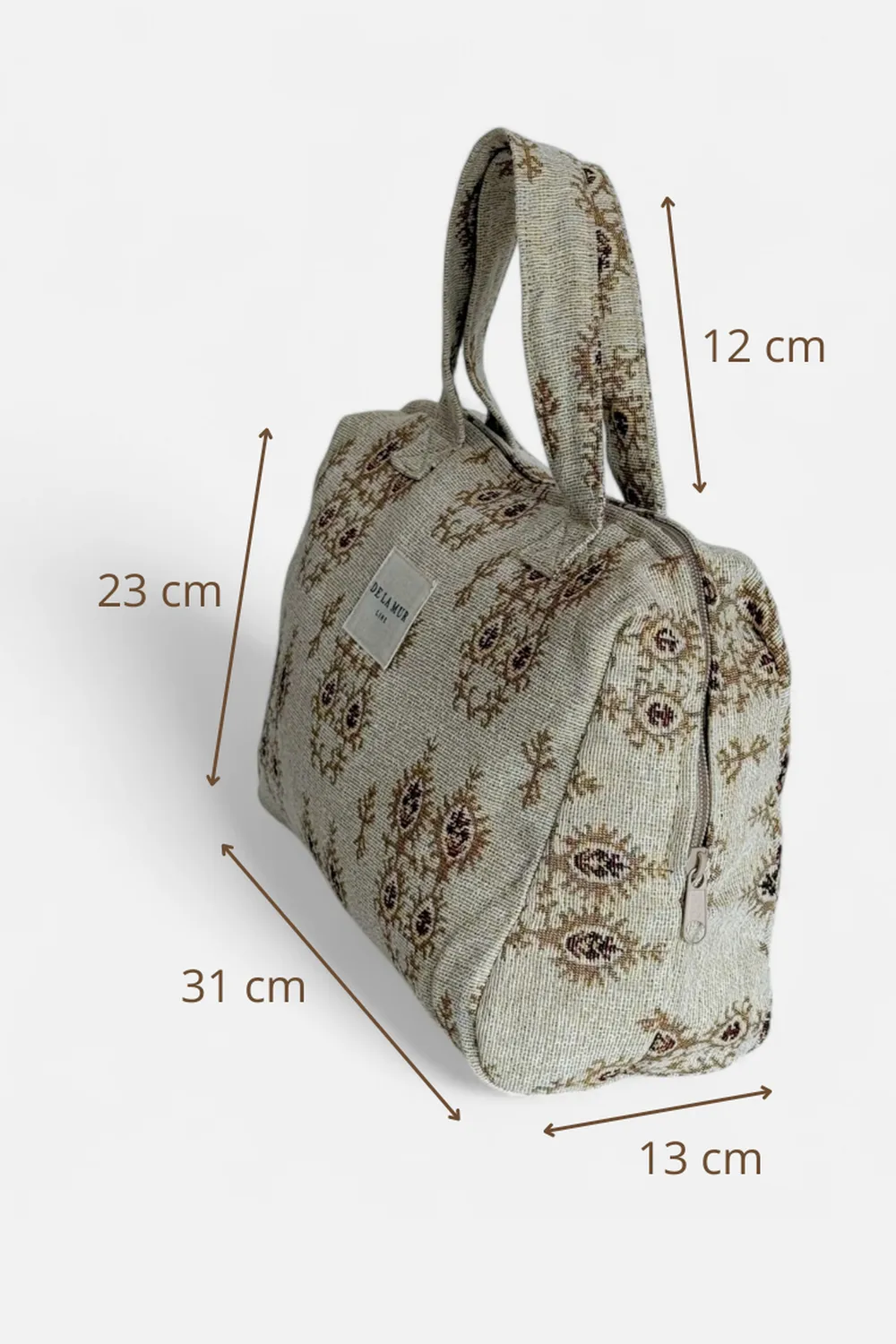 De La Mur Pluma toalettmappe XL beige med håndtak