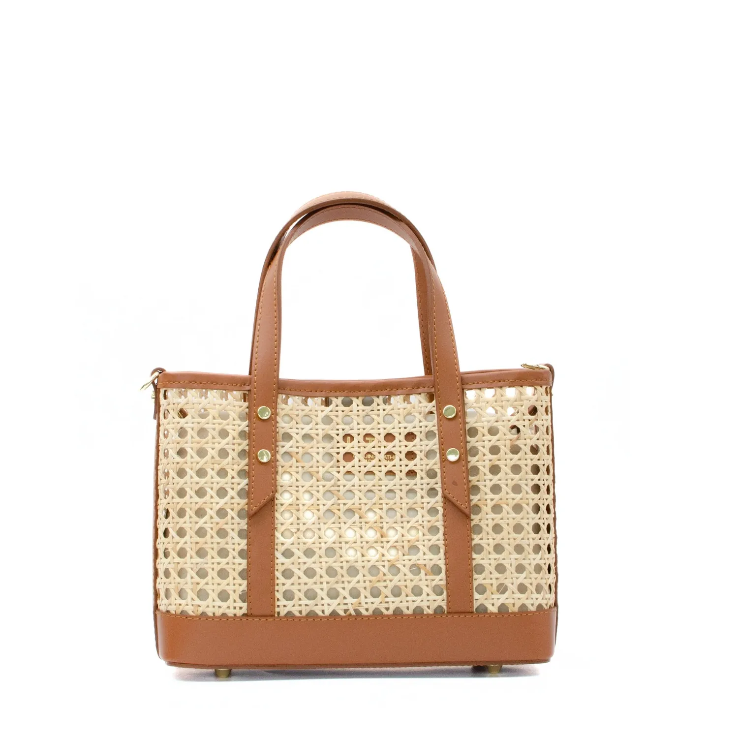 Latalia Modena Mini stråveske brun skinn