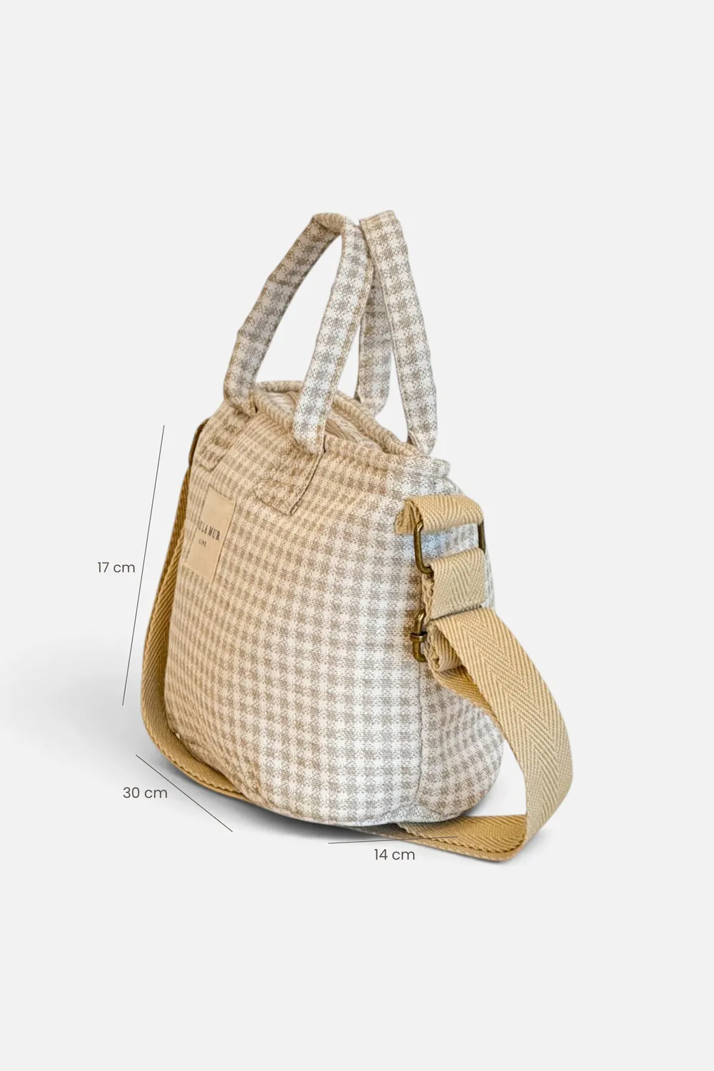De La Mur Vison veske beige rutet 30x17 cm