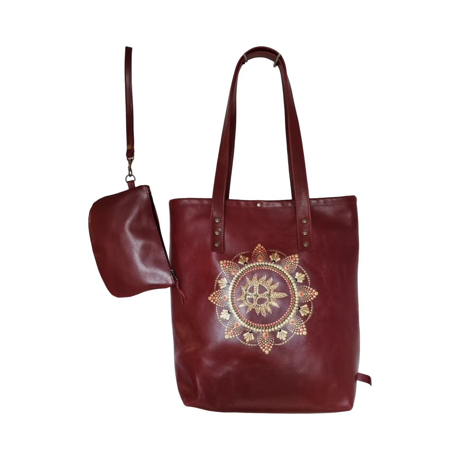 Julia Stray JuTaBag veske vinrød 34 cm gullmandala