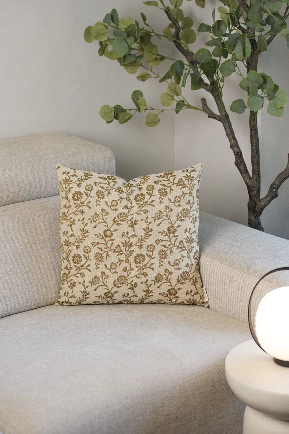 De La Mur Lem putetrekk sennep 45x45 cm blomstret