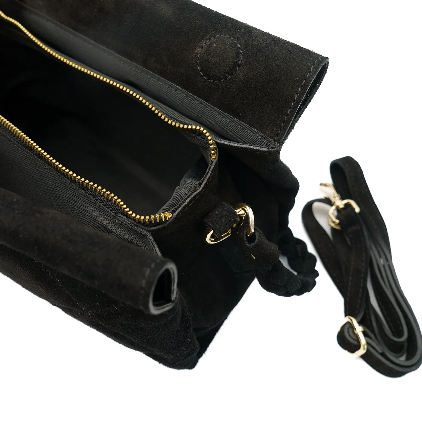 Latalia Sassari Suede Maxi veske svart vattert
