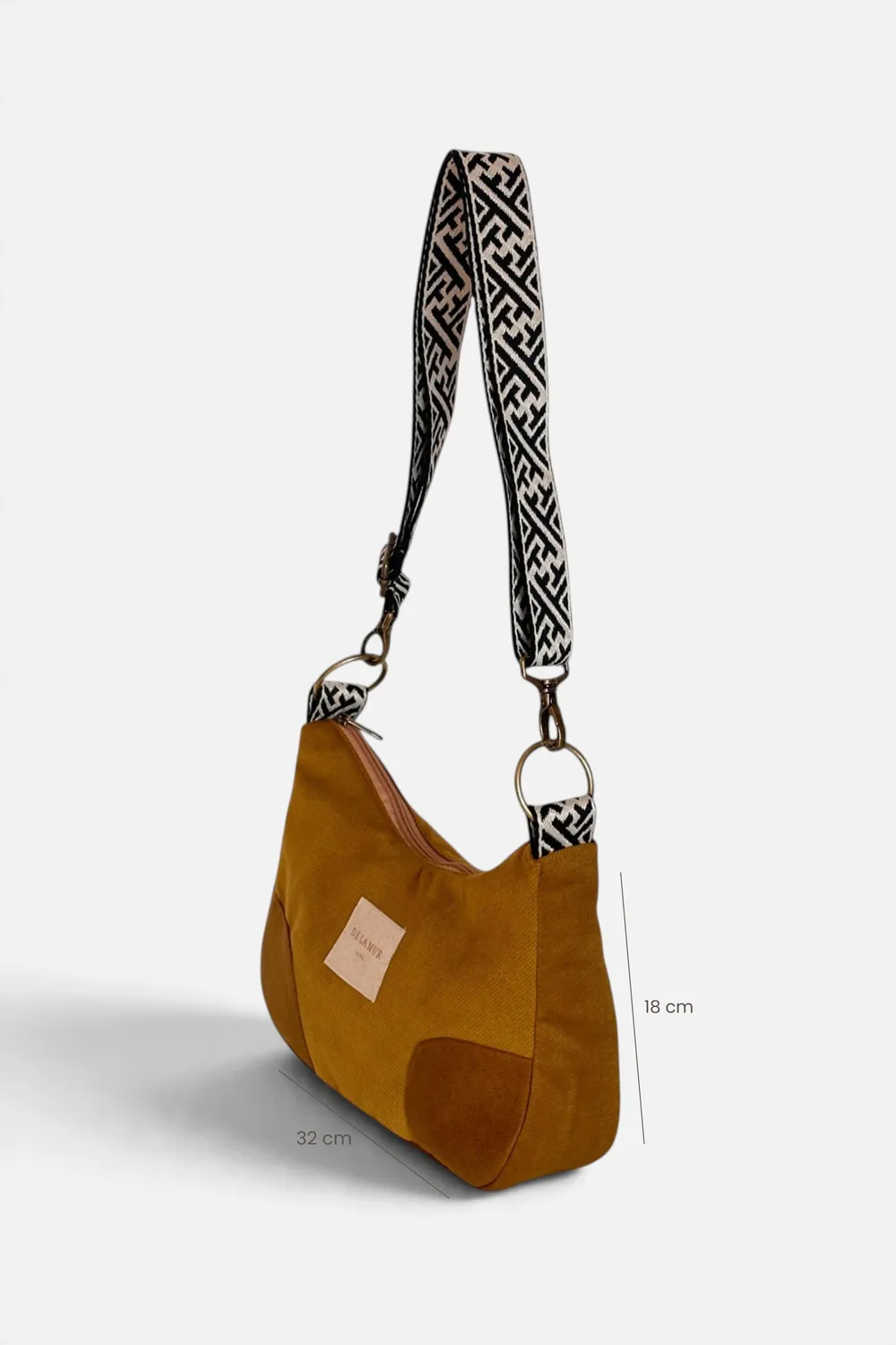 De La Mur Olive liten veske sennep 32x18 cm