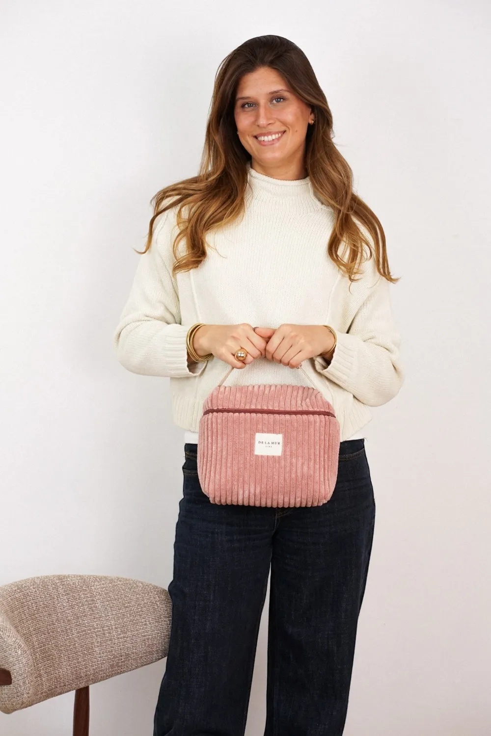 De La Mur Crepe toalettmappe rosa 24x22x13