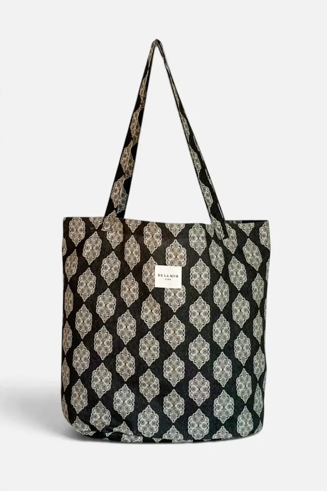 De La Mur Tera shopperveske stor svart beige
