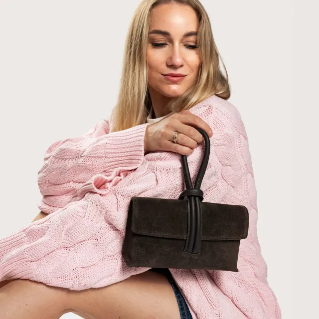 Latalia Barletta clutch semsket veske espresso
