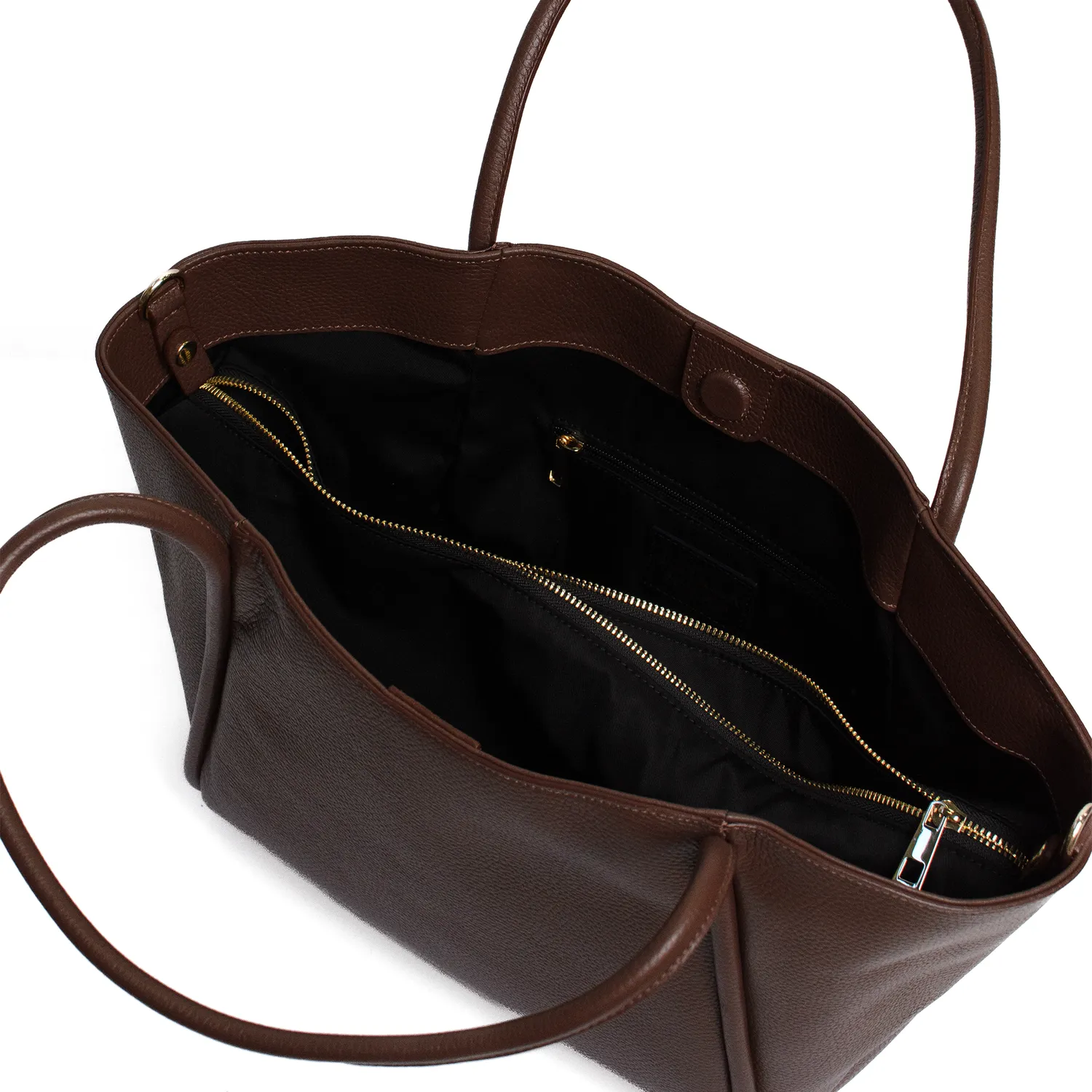 Latalia Florence XL shopper sjokoladebrun skinn