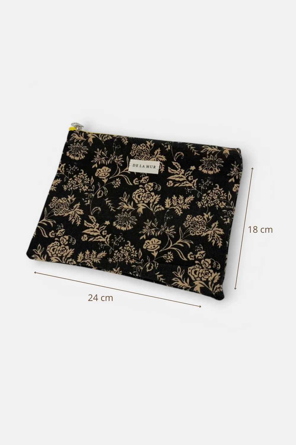 De La Mur Elisa toalettmappe 24x18 svart blomstret