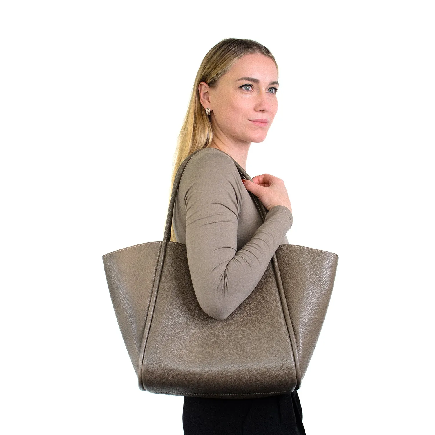 Latalia Florence XL shopper skinnveske bordeaux laptop