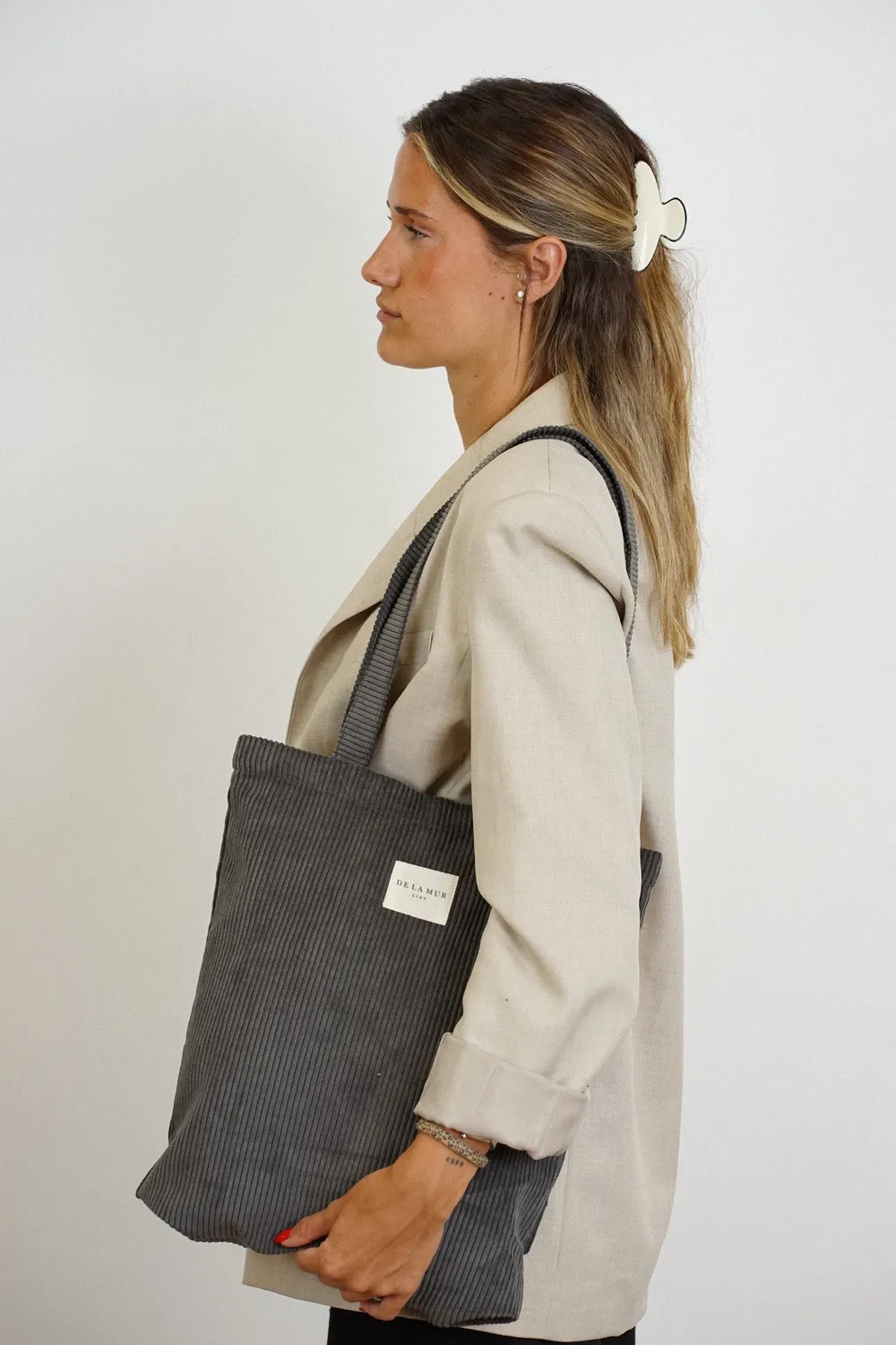 De La Mur Boni liten tote bag grå med glidelås