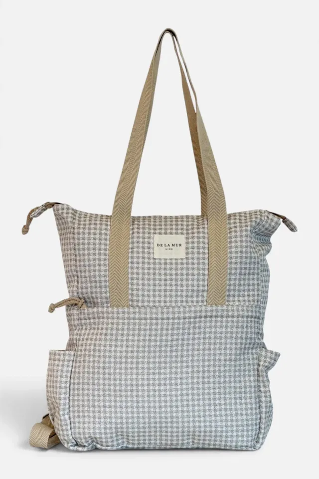 De La Mur Vison ryggsekk beige vichy-rutet