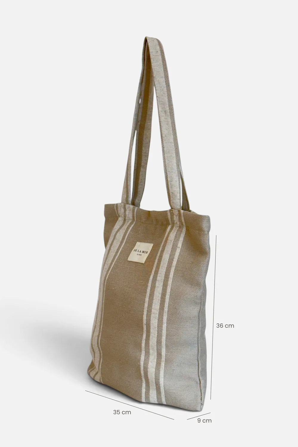 De La Mur Carre totebag beige stripet med glidelås